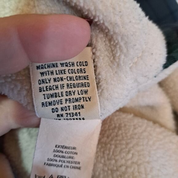 L.L. Bean Fleece Lined Black Watch Plaid Button Up Shacket‎ Size Small - Picture 6 of 7
